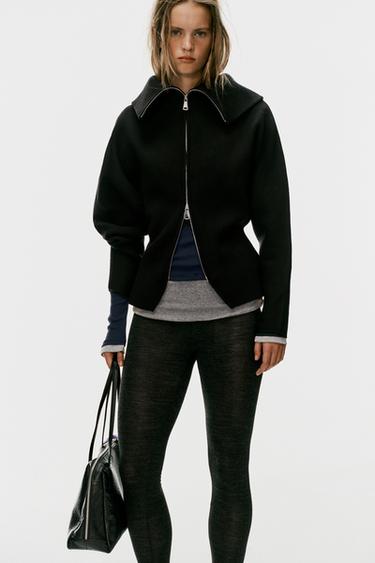 HIGH-NECK CARDIGAN — Black 1