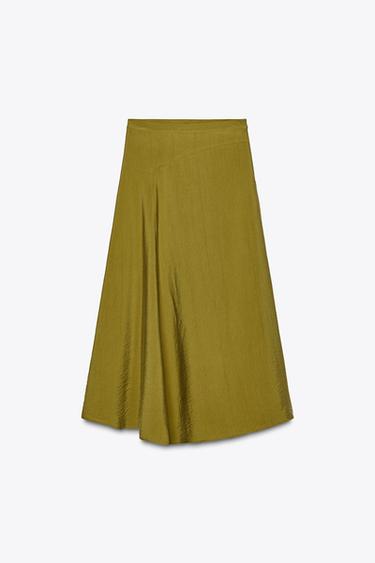 FALDA MIDI ASIMÉTRICA - Oliva de Zara - Imagen 0