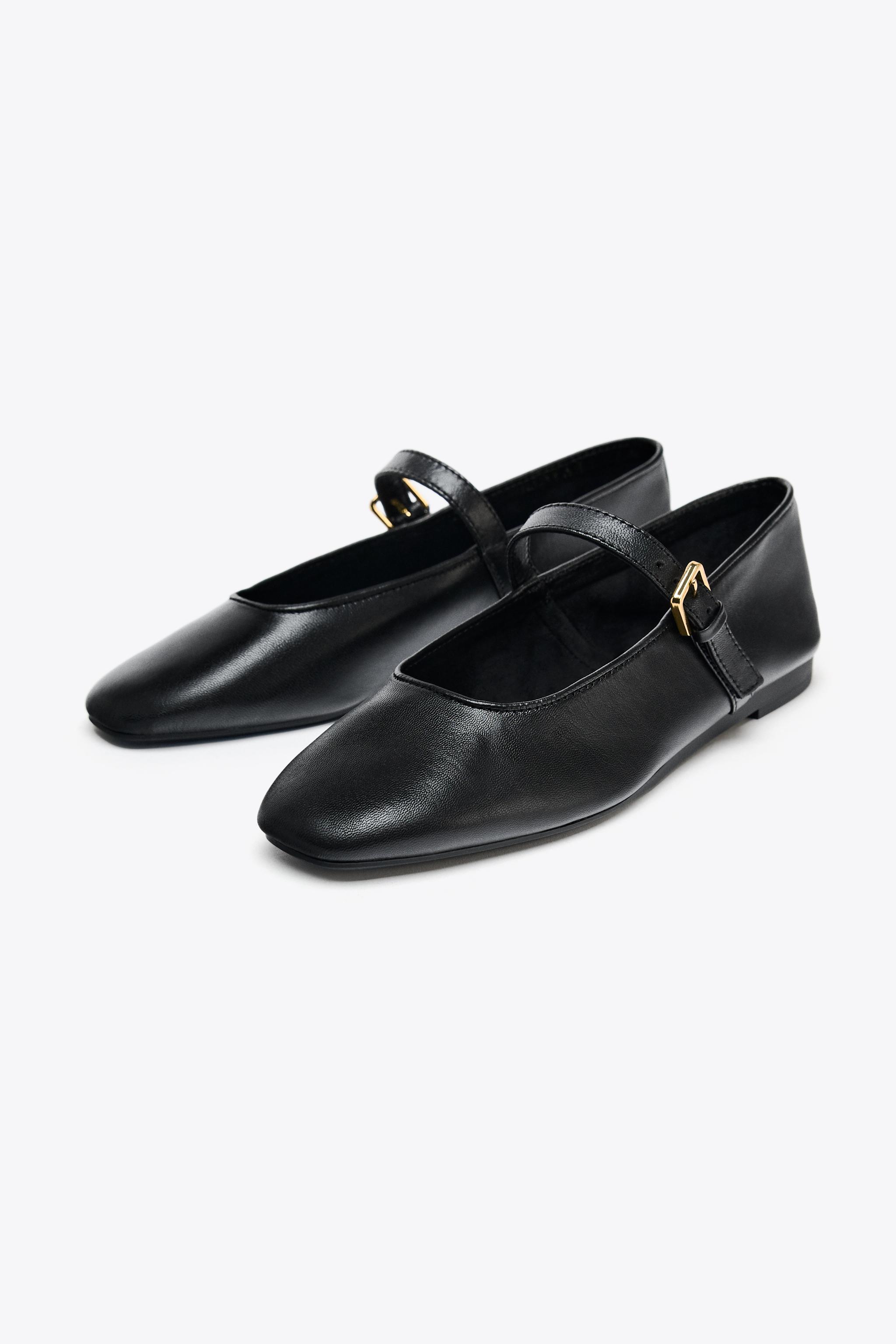 【ZARA】 レザー フラットシューズ 50TH ANNIVERSARY 3502/510 LEATHER BALLET FLATS 50TH ANNIVERSARY - Black | ZARA United