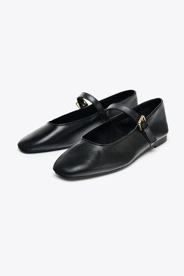 LEATHER BALLET FLATS 50TH ANNIVERSARY - Black by Zara - Image 3