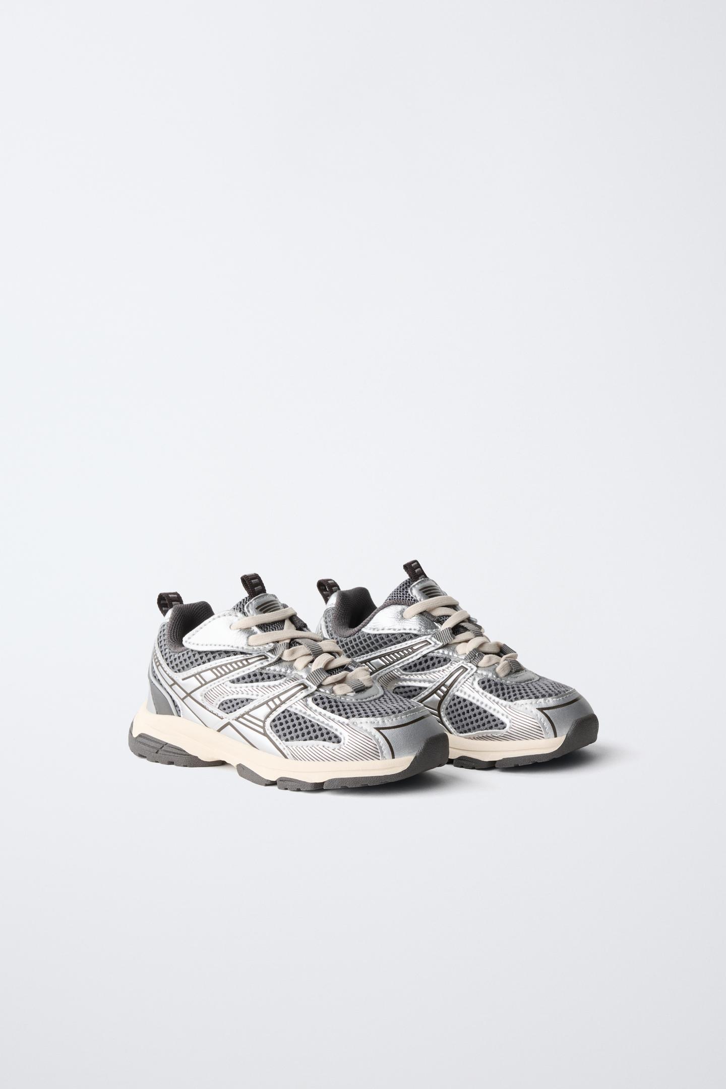Детские кроссовки Zara Metallic, цвет: Серебряный — фото 2