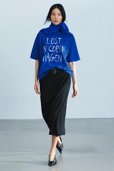 COPENHAGEN SLOGAN T-SHIRT - Cornflower blue by Zara - Image 0