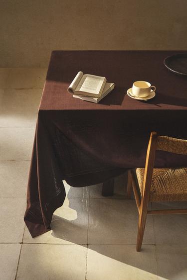 BAWEŁNIANY OBRUS Z MEREŻKĄ - Bordowy Zara