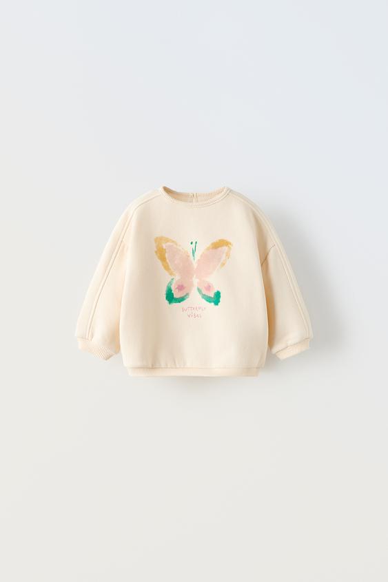 BUTTERFLY SWEATSHIRT - Light ecru | ZARA United Kingdom