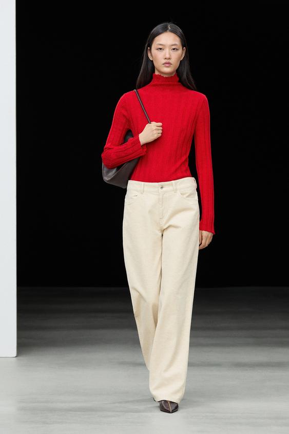 Pantalón straight fit pana - Crudo de Zara - Imagen 0