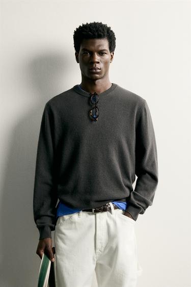 RELAXED FIT WOOL BLEND JUMPER - Taupe grey by Zara