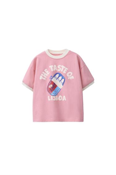 CAMISETA ESTAMPADA SARDINHAS - Rosa-lavado da Zara