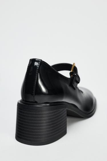 PATENT EFFECT BLOCK HEEL SHOES - Black by Zara - Image 4