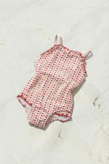 AGES 1-6 / HEART PRINT SWIMSUIT - Red by Zara