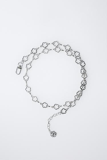 CHAIN BELT WITH FLOWERS - Silver by Zara - Image 2
