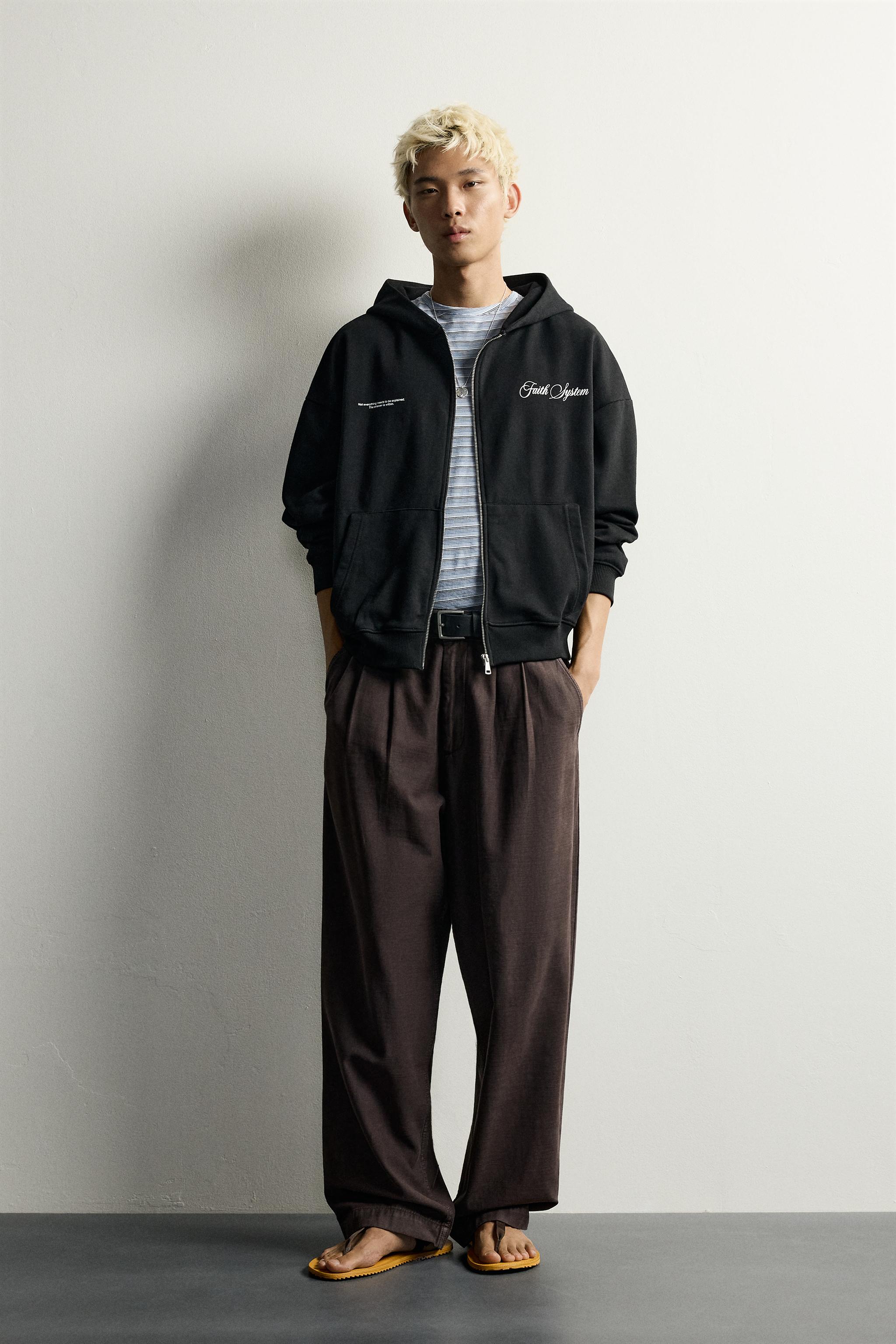 Мужские худи Zara PRINTED ZIP-UP