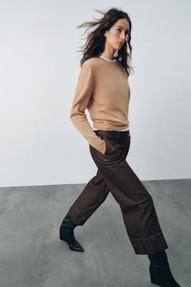 جينز زاد 1975 كولوت بوسط متوسط - بني الخاص بـ Zara