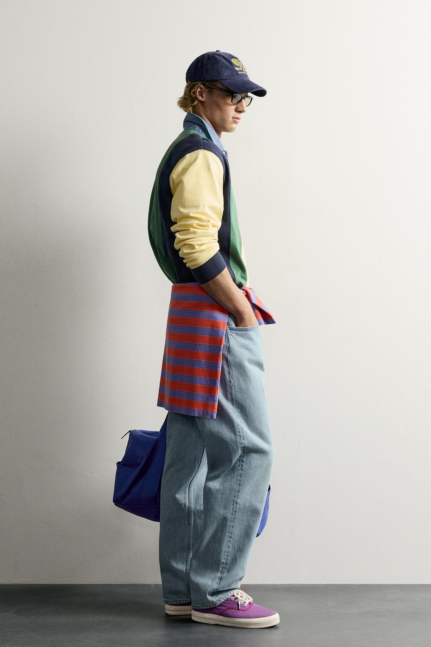 Мужское поло Zara Fruit OF the Loom™ Contrast Collar Striped Polo, цвет: Разноцветный — фото 4
