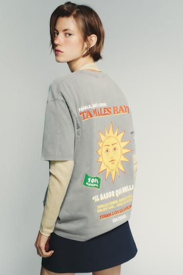 TEXT PRINT T-SHIRT - Anthracite grey by Zara