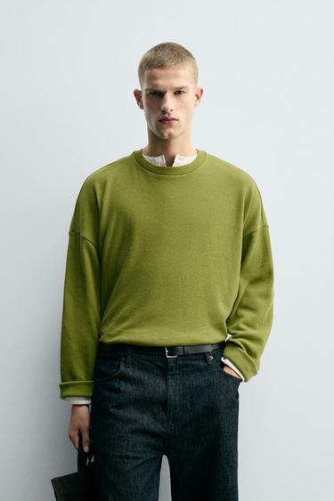COTTON/LINEN SWEATSHIRT - Pistachio by Zara - Image 1