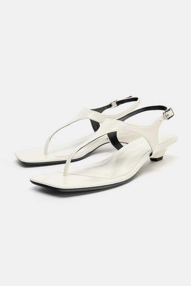 LEATHER STRAP SANDALS WITH BUCKLE - White by Zara - Image 2