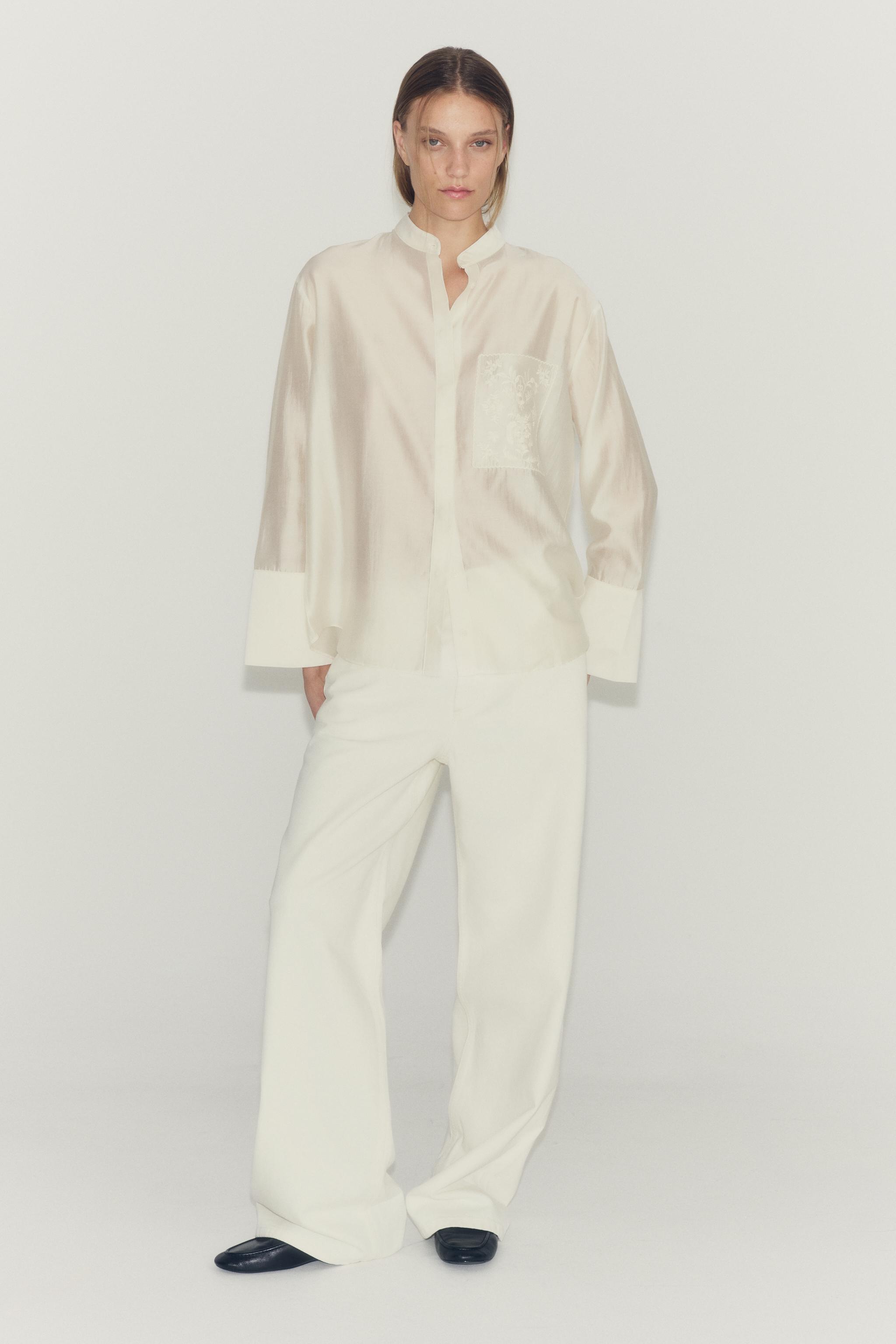 EMBROIDERY POCKET ZW COLLECTION SHIRT — Oyster-white