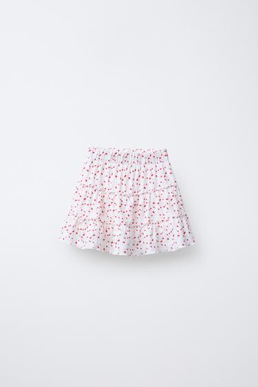 GESTUCTUREERDE BROEKROK MET PRINT - Rood van Zara