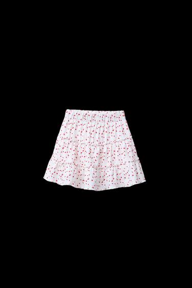 FALDA BERMUDA ESTRUCTURA ESTAMPADA - Rojo de Zara - Imagen 0