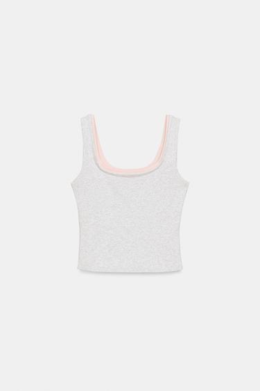 Zara OVERLAY TOP - Gray marl