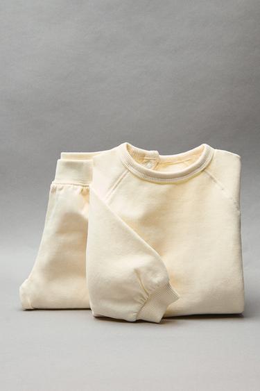 Zara SWEATSHIRT AND JOGGER PANTS SET - Ecru