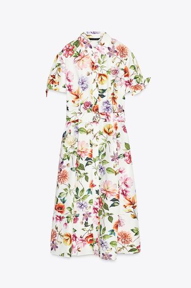 PRINTED POPLIN MIDI DRESS - Multicoloured by Zara - Image 6