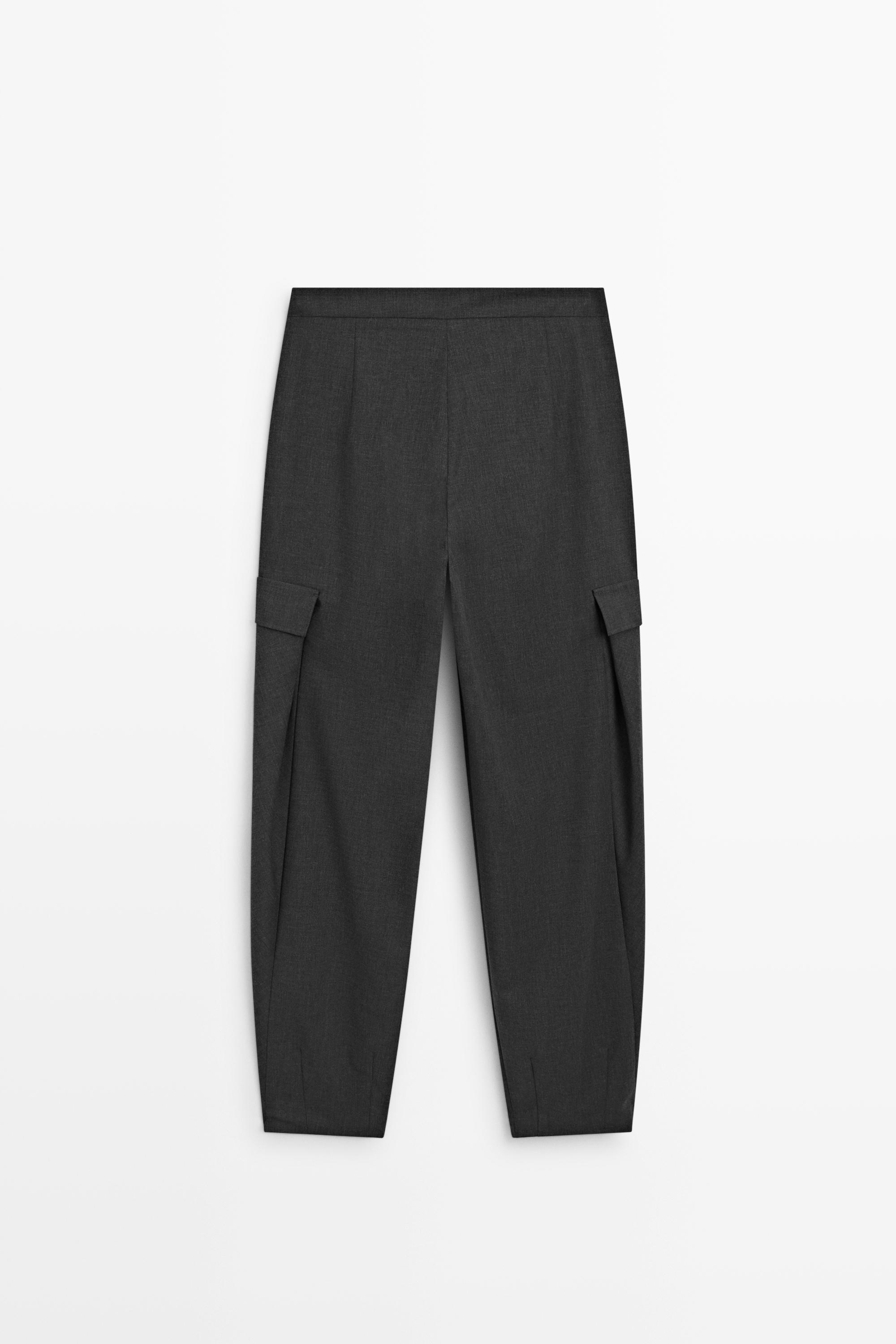 Flannel cargo pants with darts