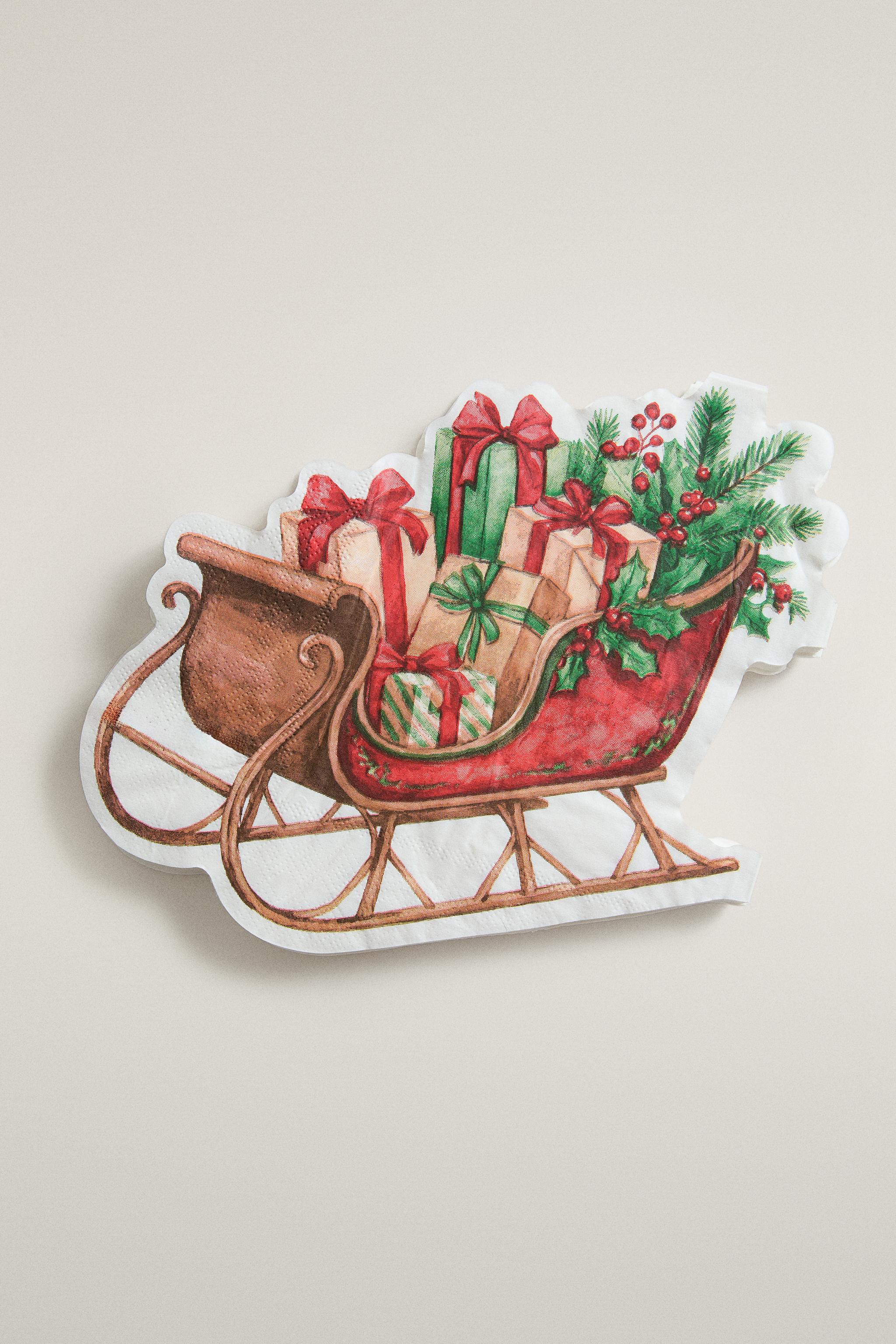 PACK OF CHRISTMAS SLEIGH PAPER NAPKINS (PACK OF 20)