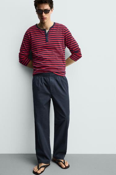 PANTALON DÉCONTRACTÉ CHEVRON - Bleu marine de Zara - Image 5