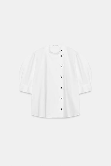 CAMISA POPELÍN BOTONES ZW COLLECTION - Blanco de Zara