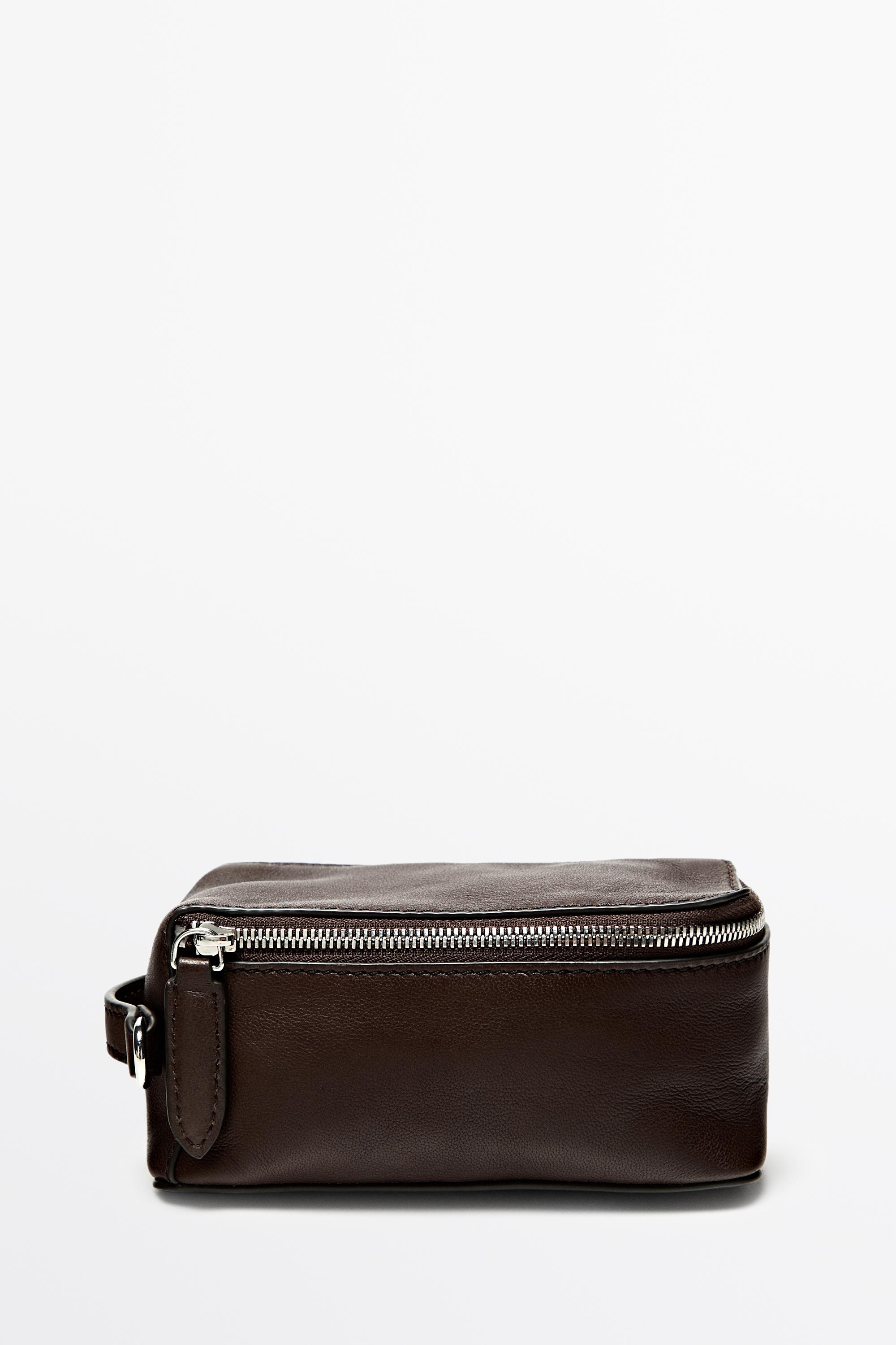 Rectangular nappa leather toiletry bag