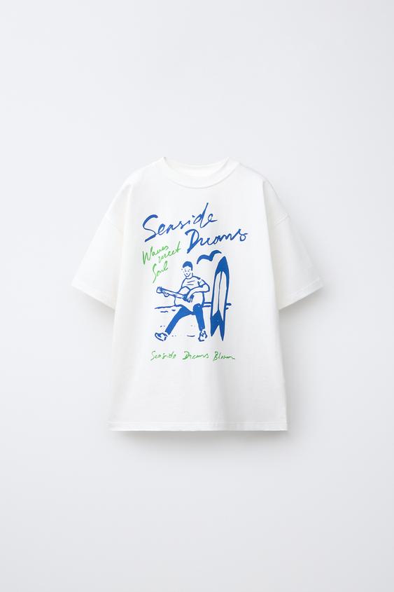 CAMISETA ESTAMPADO TEXTO - Blanco de Zara - Imagen 0
