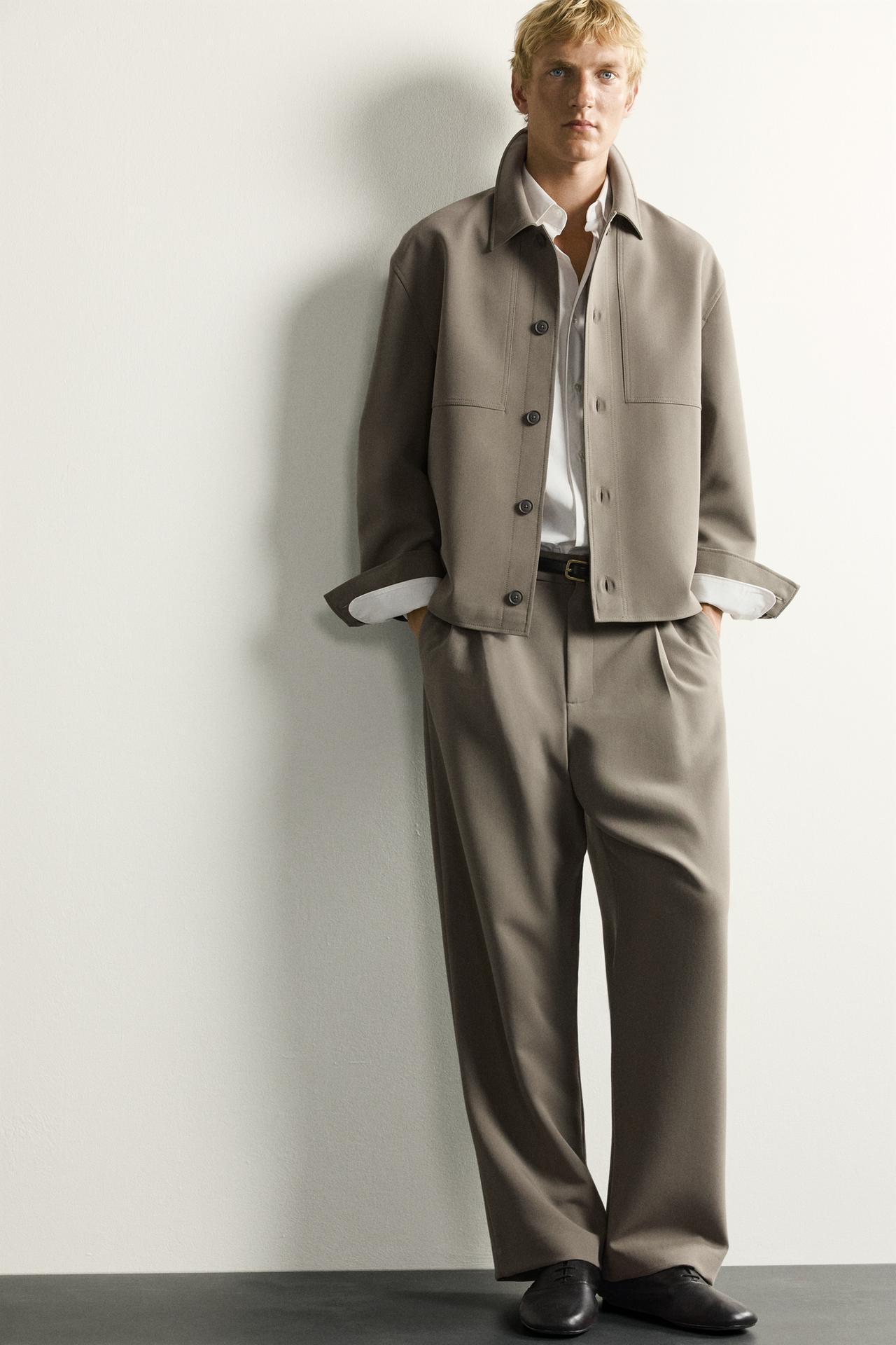 BOXY FIT OVERSHIRT — taupe brown
