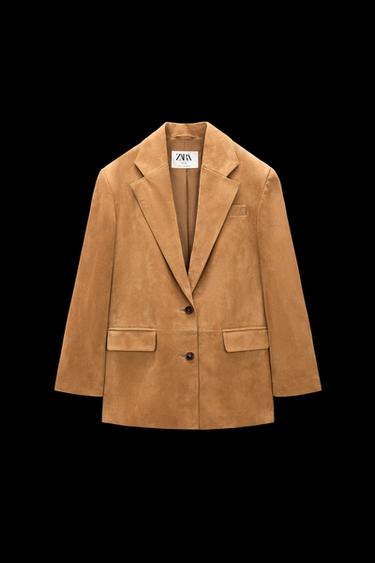Zara LIMITED EDITION 100% SUEDE LEATHER BLAZER - Mid-camel - Image 0