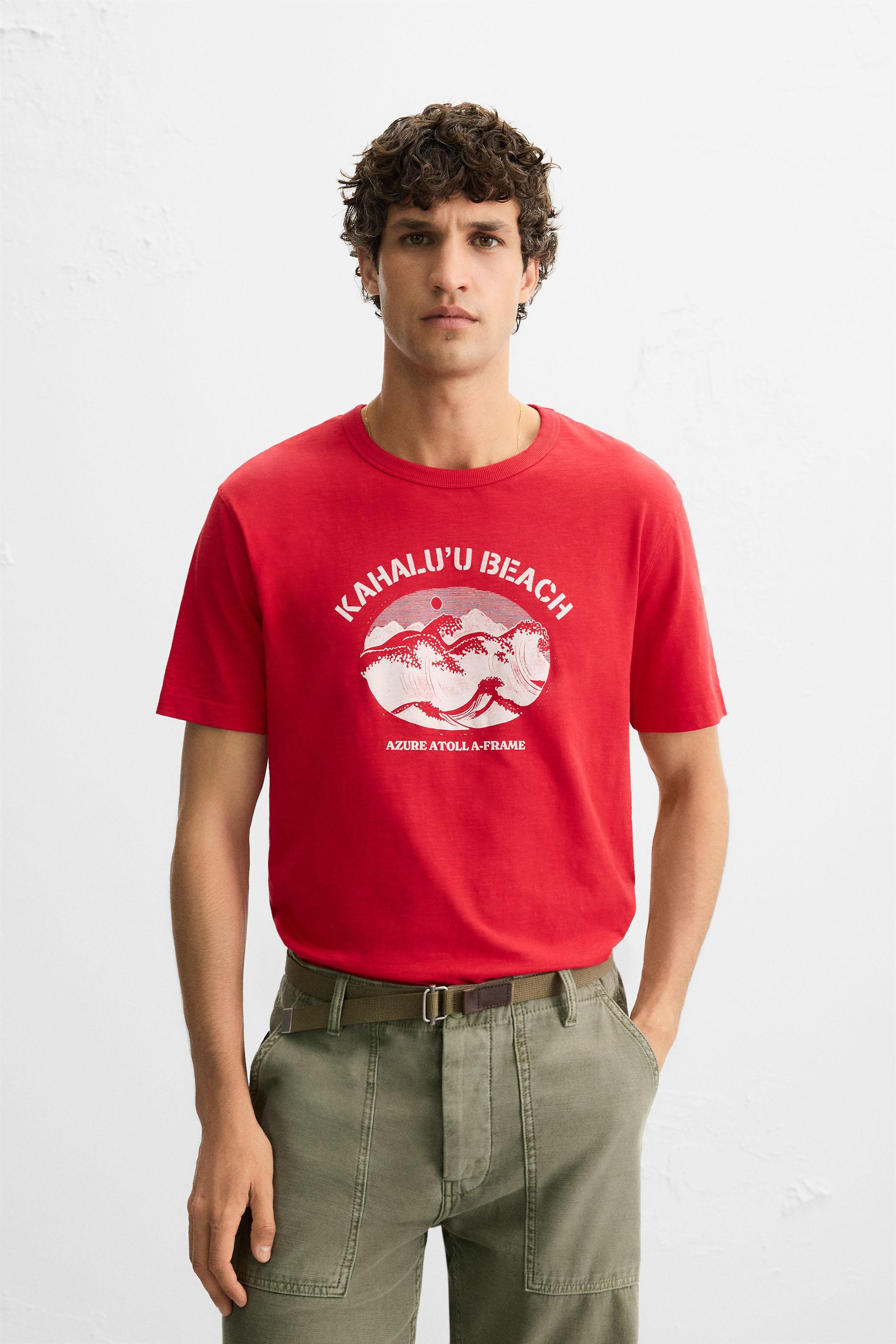 YARDSALE Wave TEE RED Tシャツ　Lサイズ WAVE GRAPHIC T-SHIRT - Red | ZARA United States
