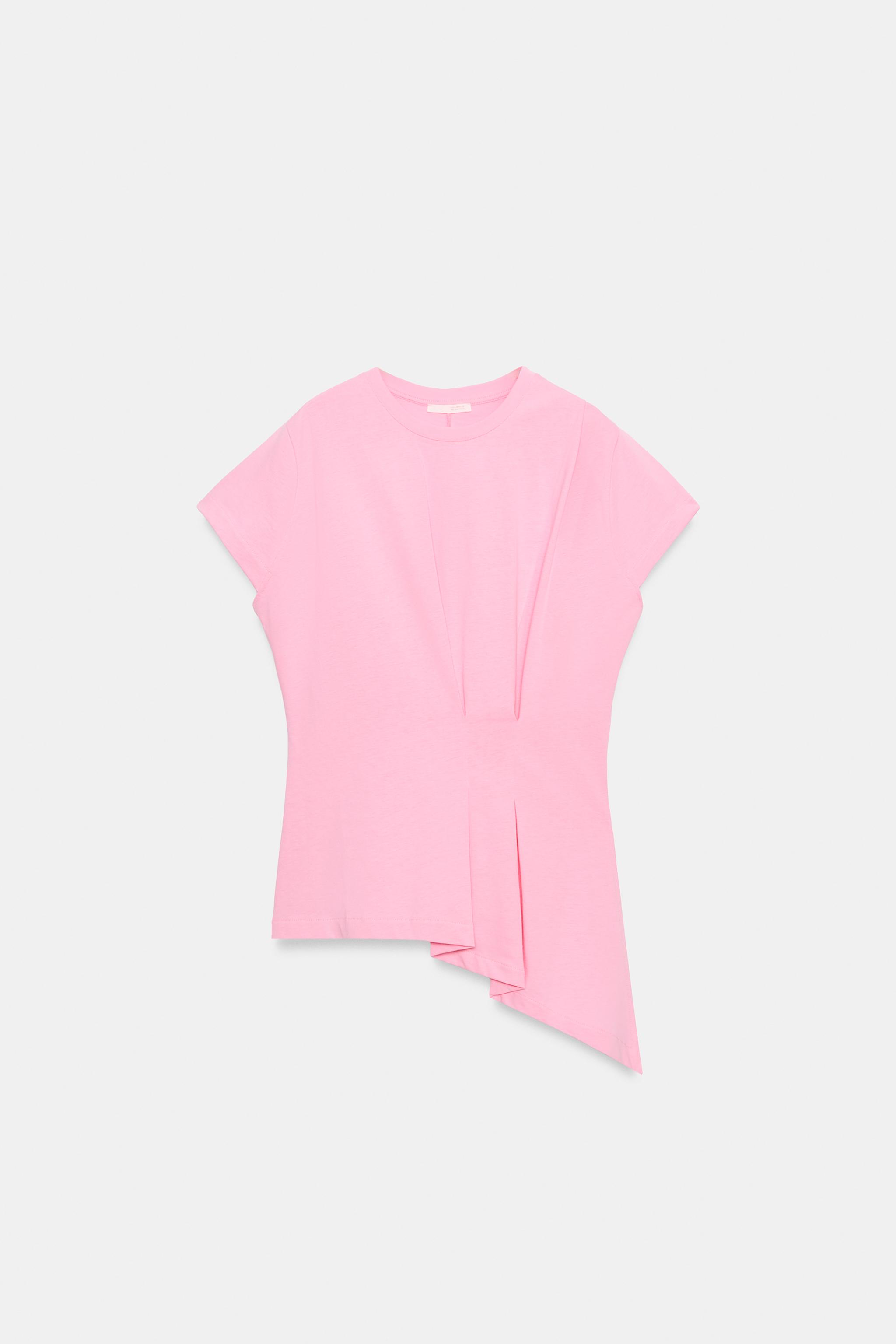Zara PİLİLİ ASİMETRİK T-SHIRT görsel 5