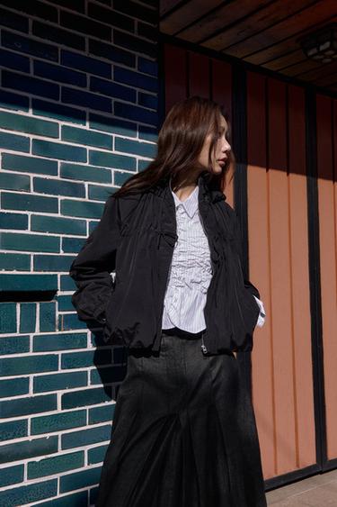 GATHERED JACKET WITH TIES - Black by Zara