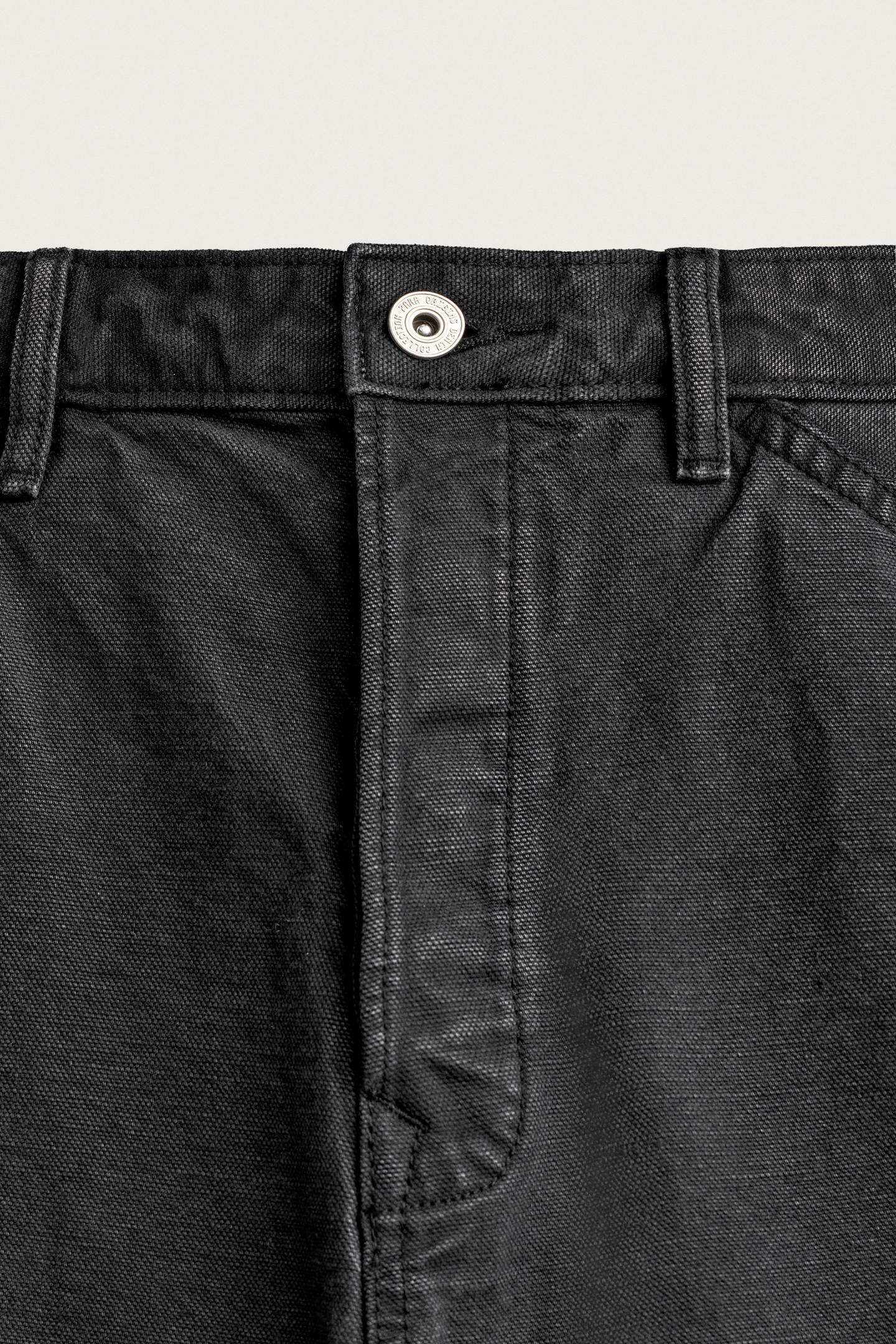 Мужские брюки Zara Straight-Fit Carpenter Pocket, цвет: Чёрный — фото 8