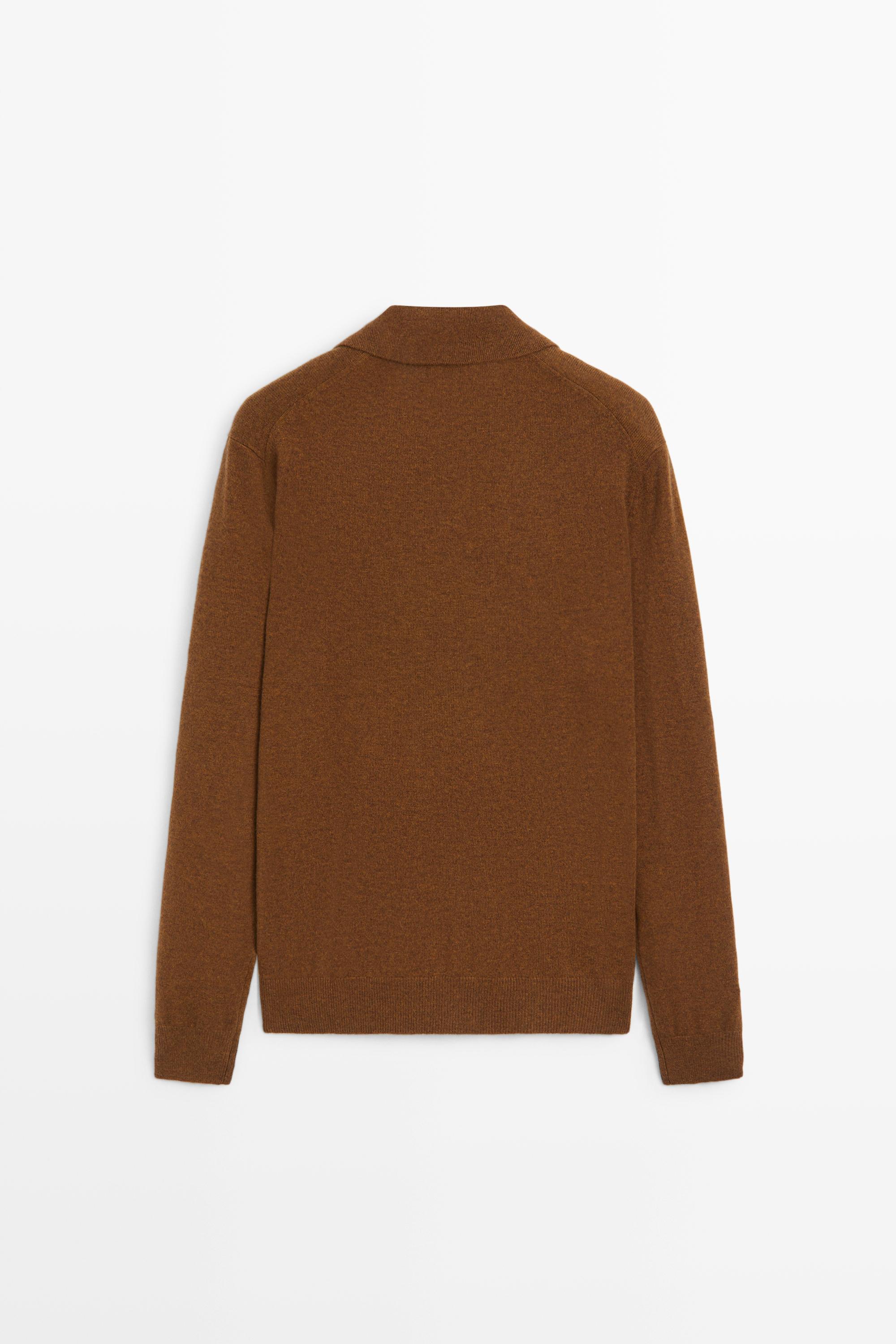 Pull polo en maille de laine mélangée