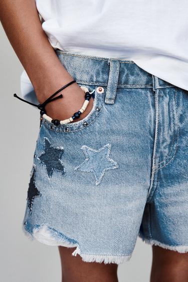 DENIM BERMUDAK IZARREKIN - Urdina, Zara-rena