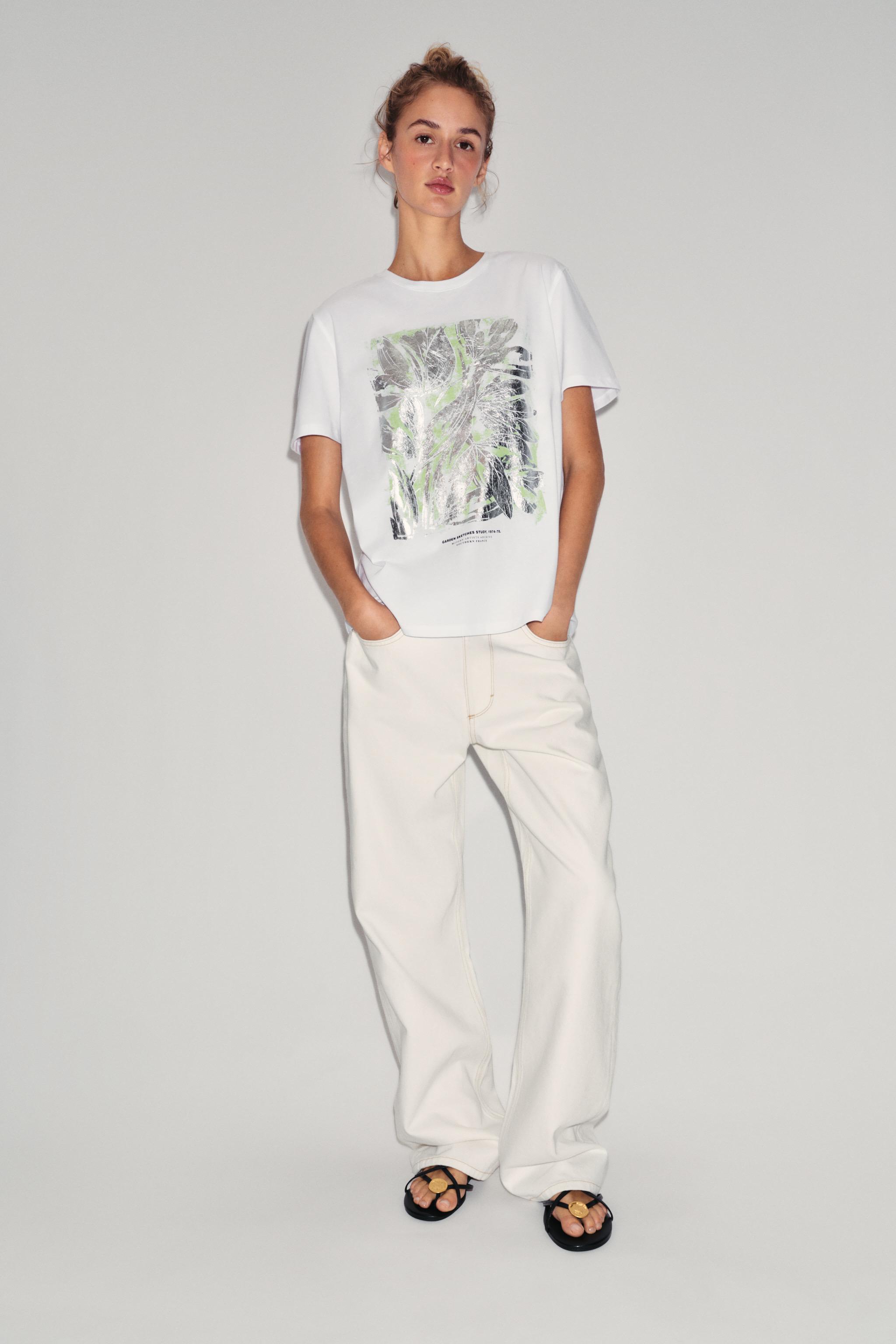 Zara METALİK BASKILI KISA KOLLU T-SHIRT