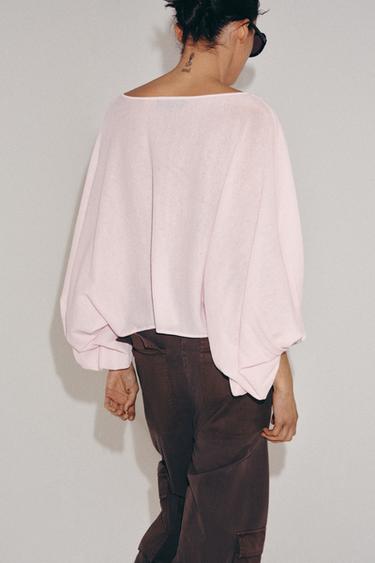 PULL À MANCHES AMPLES - Rose pâle de Zara - Image 5