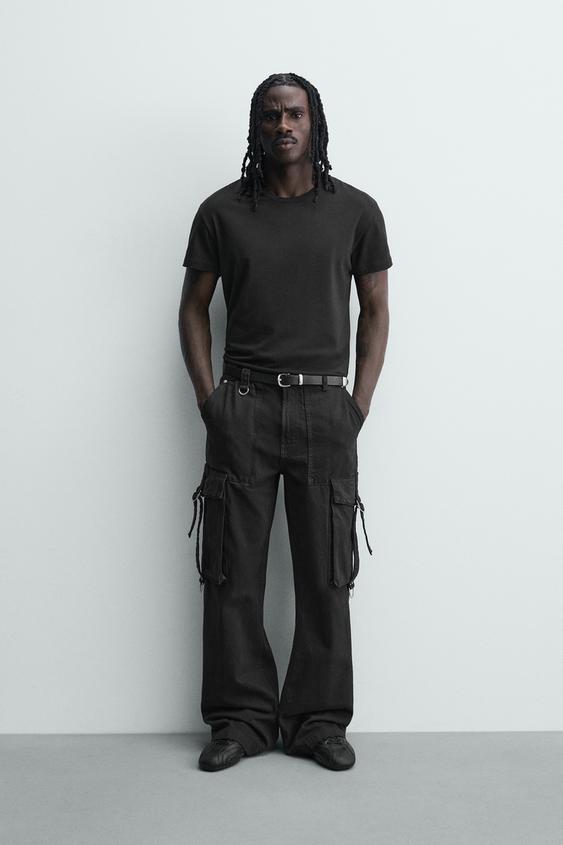 RELAXED FIT CARGO TROUSERS WITH TAPING - Black by Zara - Image 0