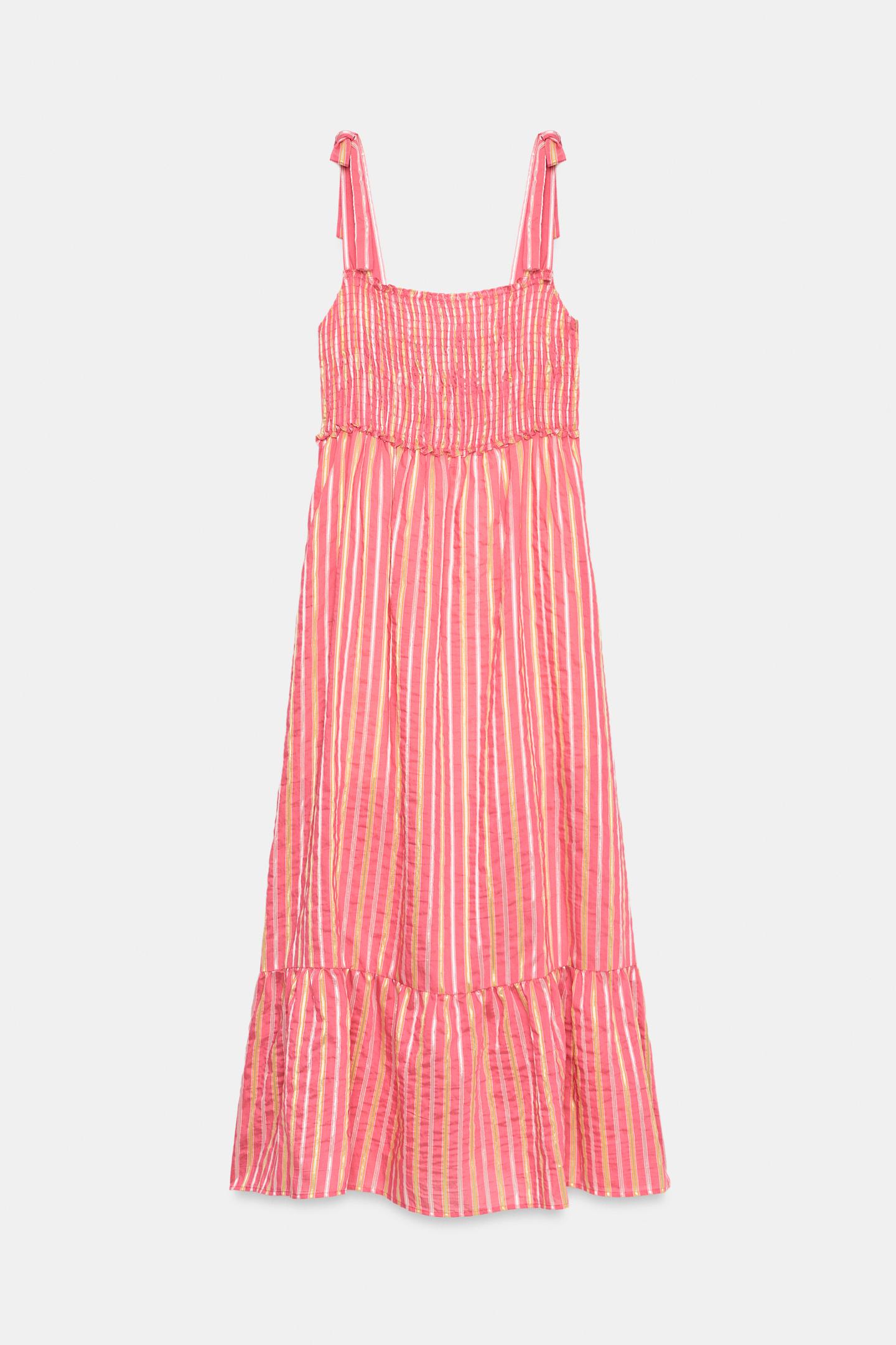 Женское платье Zara Striped MIDI, цвет: Розовый / Белый — фото 5
