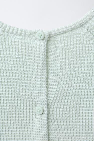 PULL EN MAILLE PERLÉE AVEC CHIEN BRODÉ - Bleu d'eau de Zara - Image 3