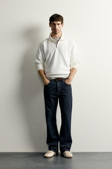 POLOSWEATSHIRT AUS INTERLOCK MIT REISSVERSCHLUSS - Cremefarben von Zara