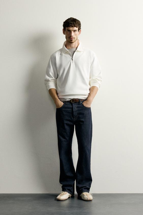 INTERLOCK ZIP POLO SWEATSHIRT - Oyster-white by Zara - Image 0