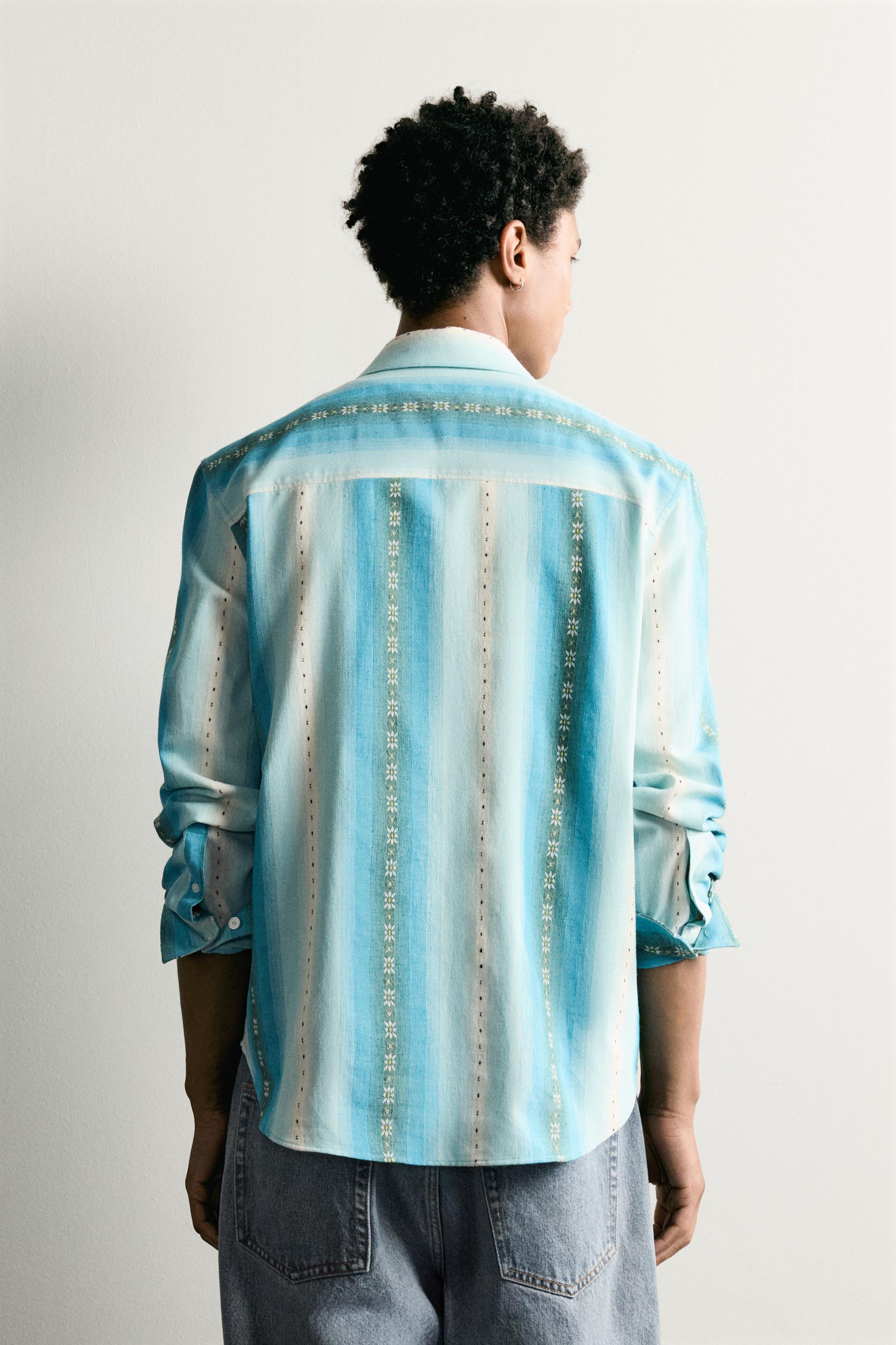 RELAXED FIT STRIPED JACQUARD SHIRT