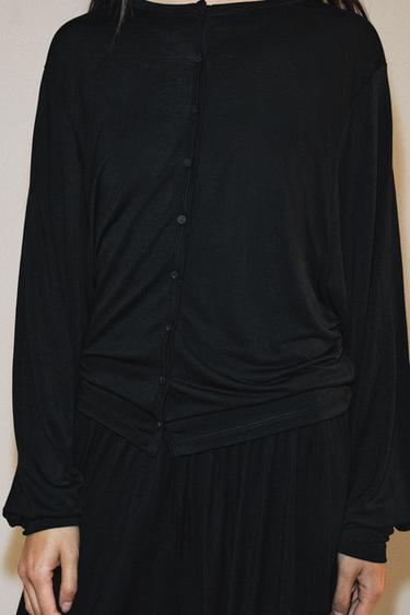 FLUID BUTTON-UP JACKET - Black by Zara - Image 3
