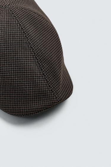 HOUNDSTOOTH BERET - Brown by Zara - Image 5